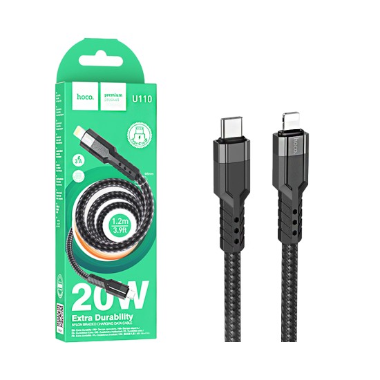 Cabo Hoco U110 Tipo-C para Lightning PD 20W 1,2M Preto